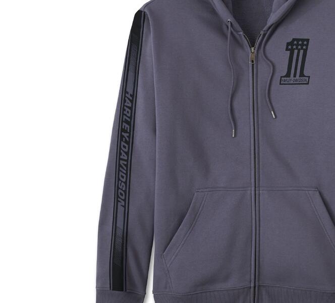 Felpa Con Cappuccio Harley-Davidson Uomo – Grigia, Taglia XXL, Con Zip E Stampe Teschio - 2